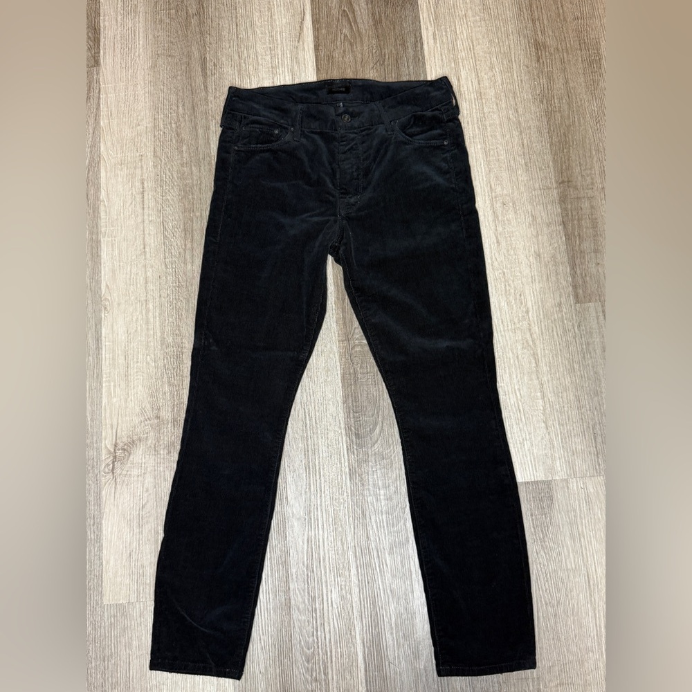 MOTHER Black Ankle-Length Corduroy Pants
